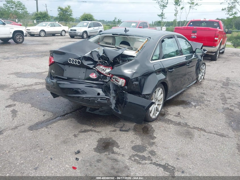 2012 Audi A4 VIN WAUEFAFL4CA113862 IAAI salvage auction — FRONT & REAR, Rebuildable (Florida), sold $200 on 2026-07-14 (photo 4)