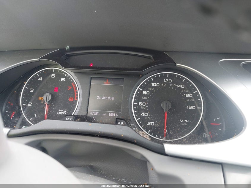 2012 Audi A4 VIN WAUEFAFL4CA113862 IAAI salvage auction — FRONT & REAR, Rebuildable (Florida), sold $200 on 2026-07-14 (photo 7)