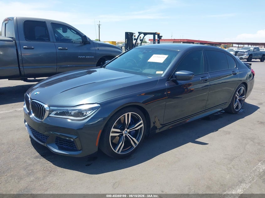 2018 BMW 7er VIN WBA7F0C54JGM22590 IAAI salvage auction — REAR END, Salvage Title, sold $6,575 on 2026-08-18 (photo 2)