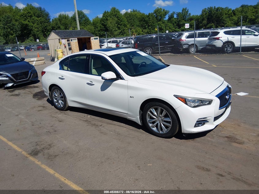 2016 Infiniti Q50 VIN JN1EV7AR0GM341286 IAAI salvage auction — LEFT FRONT, Salvage Title, sold $3,150 on 2026-07-16 (photo 1)