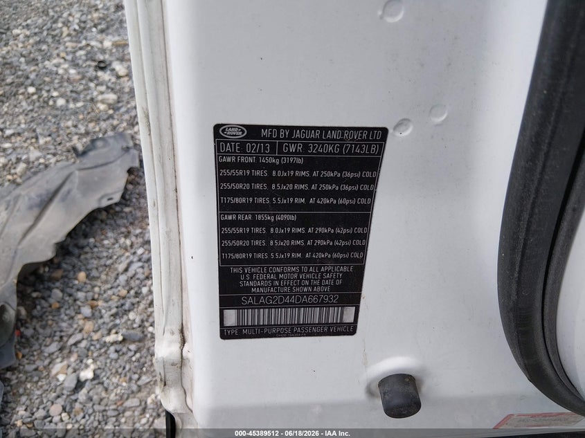 2013 Land rover Lr4 VIN SALAG2D44DA667932 IAAI salvage auction — ELECTRICAL, Salvage (Louisiana), sold $925 on 2026-07-22 (photo 9)