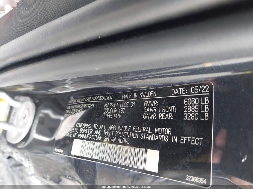 2022 Volvo Xc90 VIN YV4102PK9N1871291 IAAI salvage auction — LEFT SIDE, Salvage (California), sold $3,250 on 2026-07-29 (photo 9)
