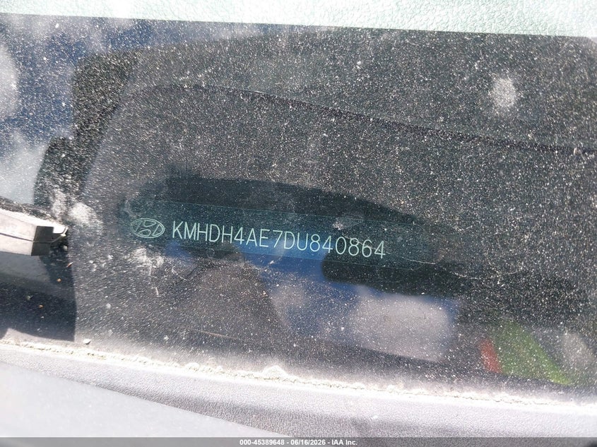 2013 Hyundai Elantra VIN KMHDH4AE7DU840864 IAAI salvage auction — NORMAL WEAR, Clear (Washington), sold $675 on 2026-07-15 (photo 9)