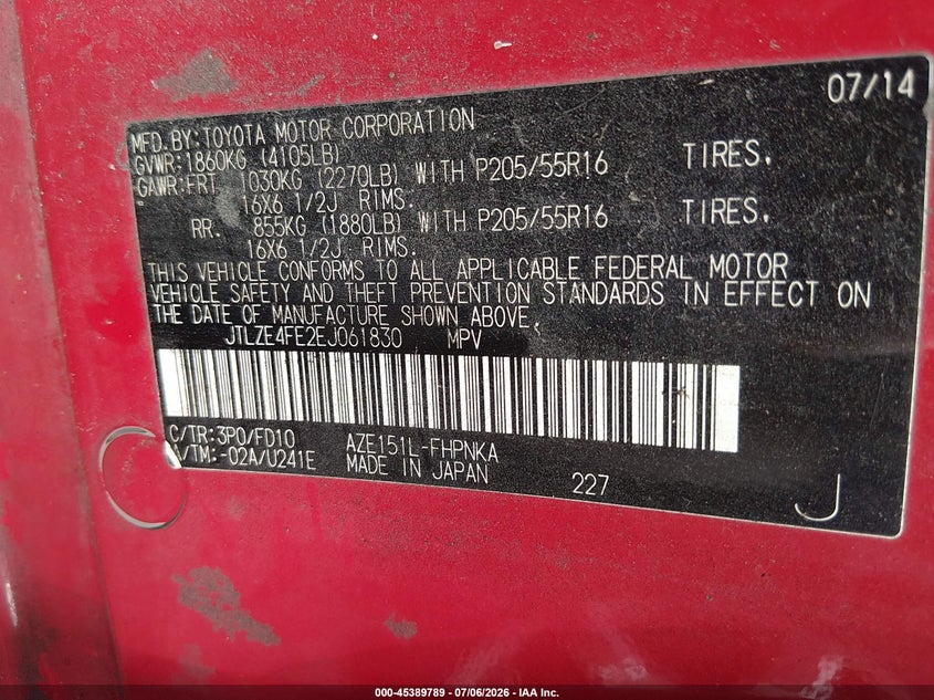 2014 Scion Xb VIN JTLZE4FE2EJ061830 IAAI salvage auction — NORMAL WEAR, Clear (Florida), sold $25 on 2026-07-28 (photo 9)