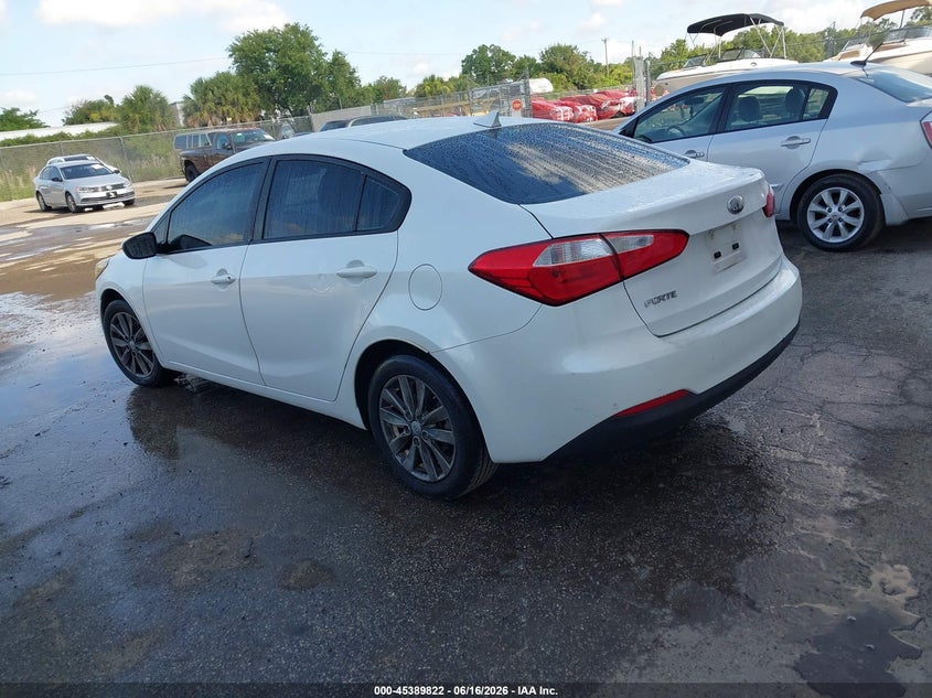 2014 Kia Forte VIN KNAFX4A68E5063709 IAAI salvage auction — RIGHT FRONT, Clear (Florida), sold $1,100 on 2026-07-15 (photo 3)