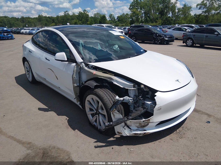 2022 Tesla Model 3 VIN 5YJ3E1EB0NF155350 IAAI salvage auction — RIGHT SIDE, Salvage Title, sold $9,300 on 2026-07-28 (photo 1)