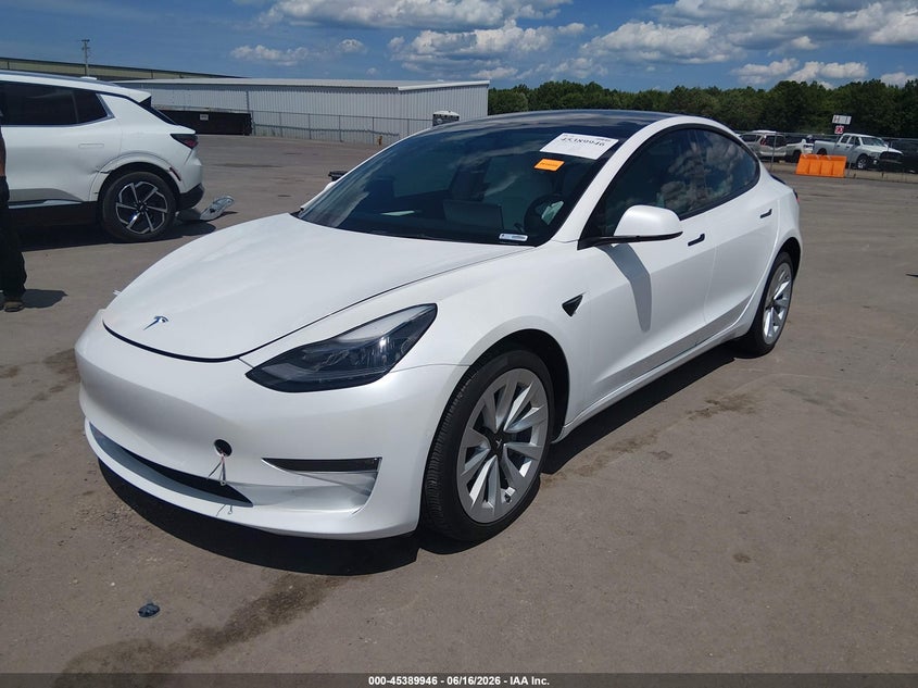 2022 Tesla Model 3 VIN 5YJ3E1EB0NF155350 IAAI salvage auction — RIGHT SIDE, Salvage Title, sold $9,300 on 2026-07-28 (photo 2)