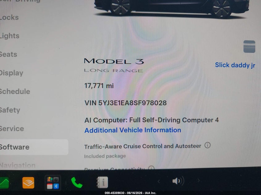 2025 Tesla Model 3 VIN 5YJ3E1EA8SF978028 IAAI salvage auction — REAR END, Bill Of Sale (Washington), sold $10,700 on 2026-07-15 (photo 7)