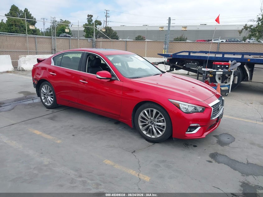 2021 Infiniti Q50 VIN JN1EV7BP4MM701913 IAAI salvage auction — REAR END, Salvage (California), sold $6,000 on 2026-07-29 (photo 1)