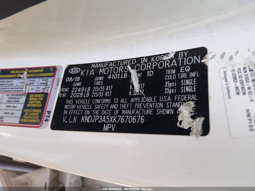 2019 Kia Soul VIN KNDJP3A5XK7670676 IAAI salvage auction — NORMAL WEAR, Clear (Nevada), sold $1,600 on 2026-07-24 (photo 9)