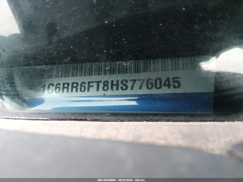 2017 Ram 1500 VIN 1C6RR6FT8HS776045 IAAI salvage auction — RIGHT FRONT, Salvage (Kansas), sold $425 on 2026-07-24 (photo 9)