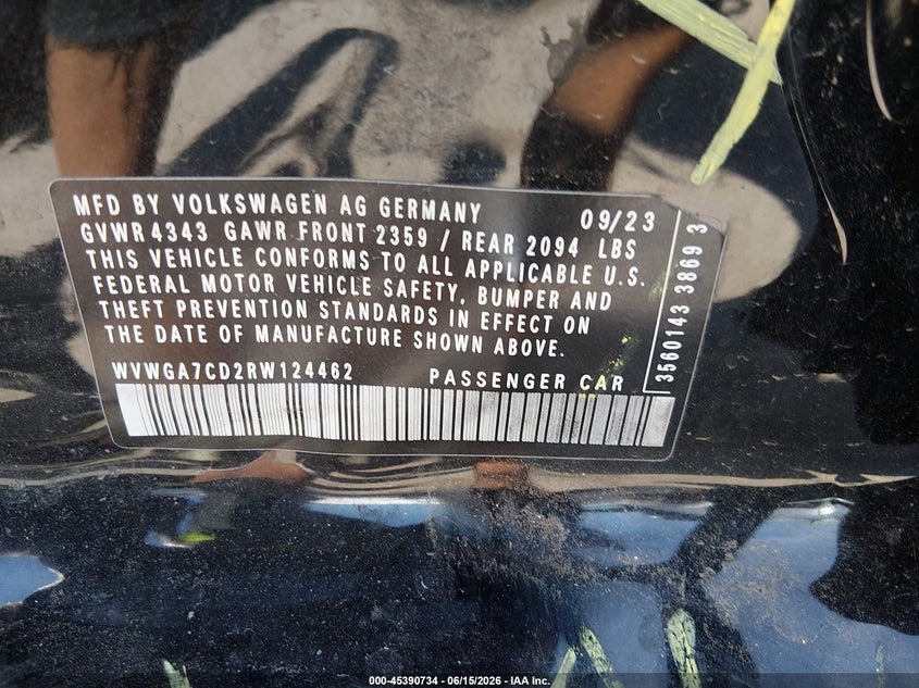 2024 Volkswagen Golf gti VIN WVWGA7CD2RW124462 IAAI salvage auction — LEFT SIDE, Salvage (Colorado), sold $9,900 on 2026-09-03 (photo 9)