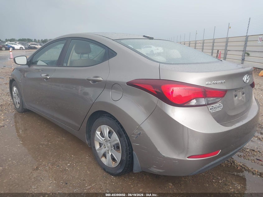 2016 Hyundai Elantra VIN 5NPDH4AEXGH748120 IAAI salvage auction — NORMAL WEAR, Clear (Alabama), sold $900 on 2026-07-19 (photo 3)
