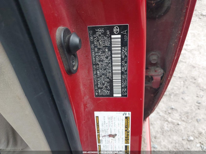 2010 Toyota Corolla VIN JTDBU4EE4AJ078186 IAAI salvage auction — NORMAL WEAR, Clear (South Carolina), sold $550 on 2026-07-21 (photo 9)