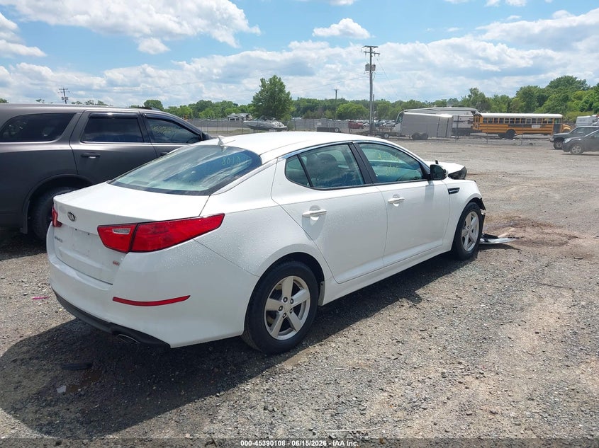 2015 Kia Optima VIN 5XXGM4A73FG507911 IAAI salvage auction — FRONT END, Clear (Virginia), sold $600 on 2026-07-14 (photo 4)