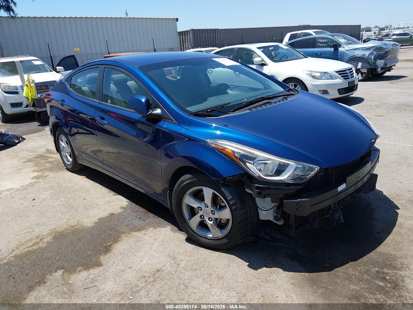 2015 Hyundai Elantra VIN 5NPDH4AE1FH612814 IAAI salvage auction — LEFT FRONT, Salvage Title, sold $1,350 on 2026-07-28 (photo 1)