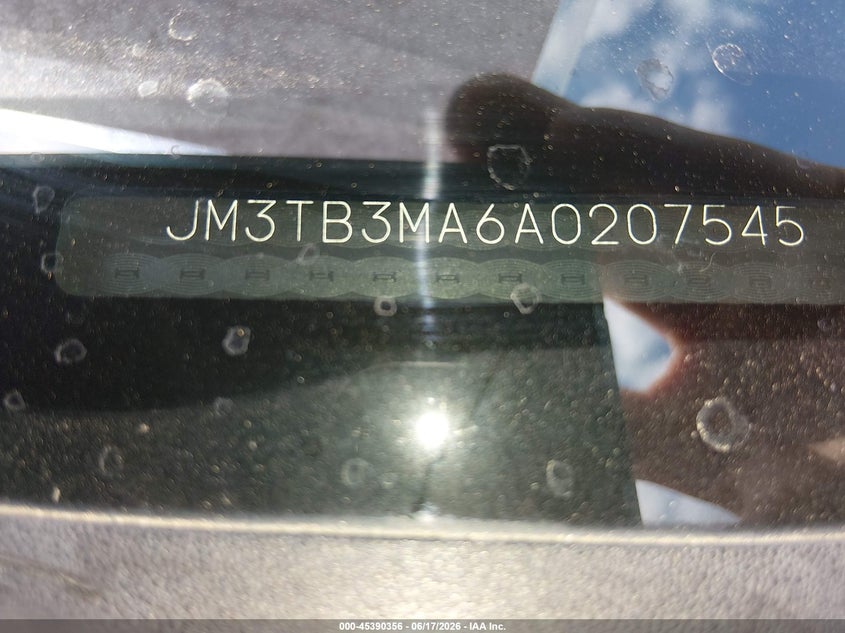 2010 Mazda Cx-9 VIN JM3TB3MA6A0207545 IAAI salvage auction — HAIL, Salvage (Kansas), sold $500 on 2026-07-15 (photo 9)