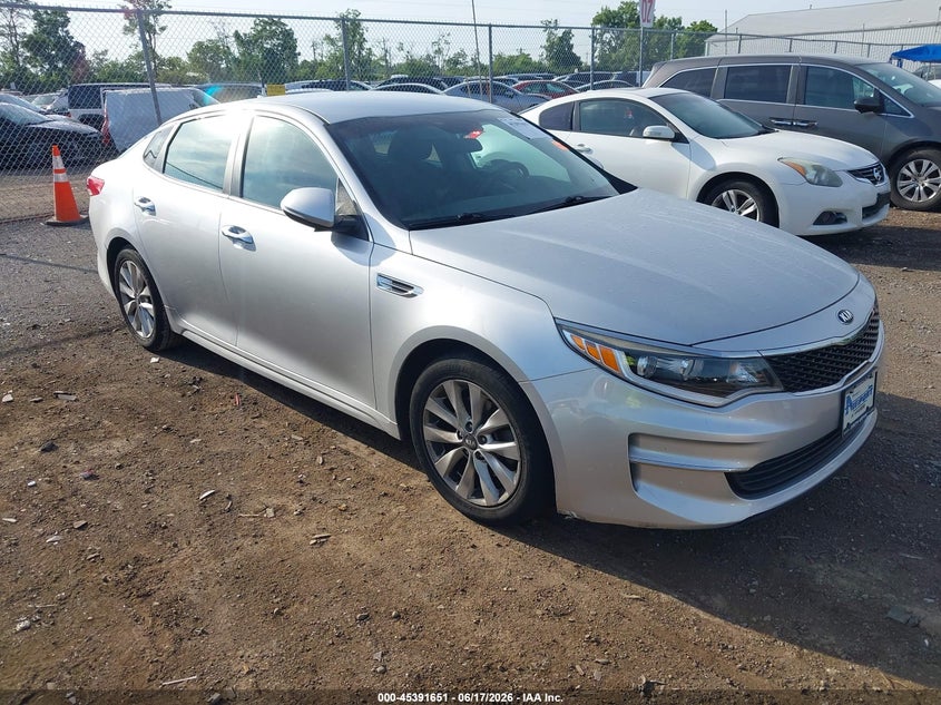 2016 Kia Optima VIN 5XXGT4L35GG076745 IAAI salvage auction — UNKNOWN, Salvage Title, sold $1,150 on 2026-07-23 (photo 1)