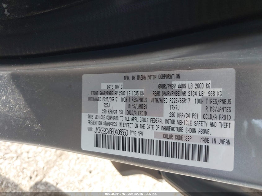2014 Mazda Cx-5 VIN JM3KE2CY6E0406550 IAAI salvage auction — FRONT END, Salvage (Ohio), sold $750 on 2026-07-14 (photo 9)