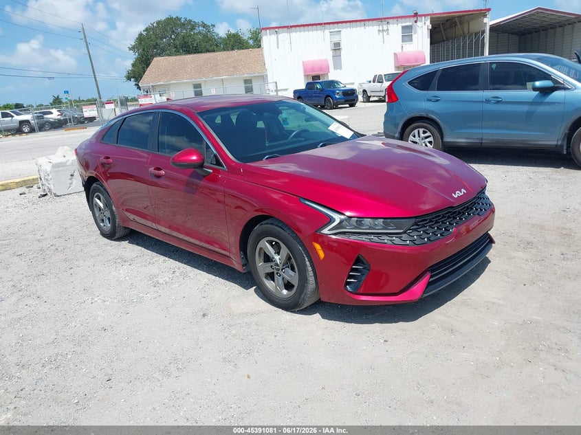 2022 Kia K5 VIN 5XXG14J22NG122853 IAAI salvage auction — LEFT REAR, Rebuildable (Florida), sold $3,725 on 2026-07-14 (photo 1)