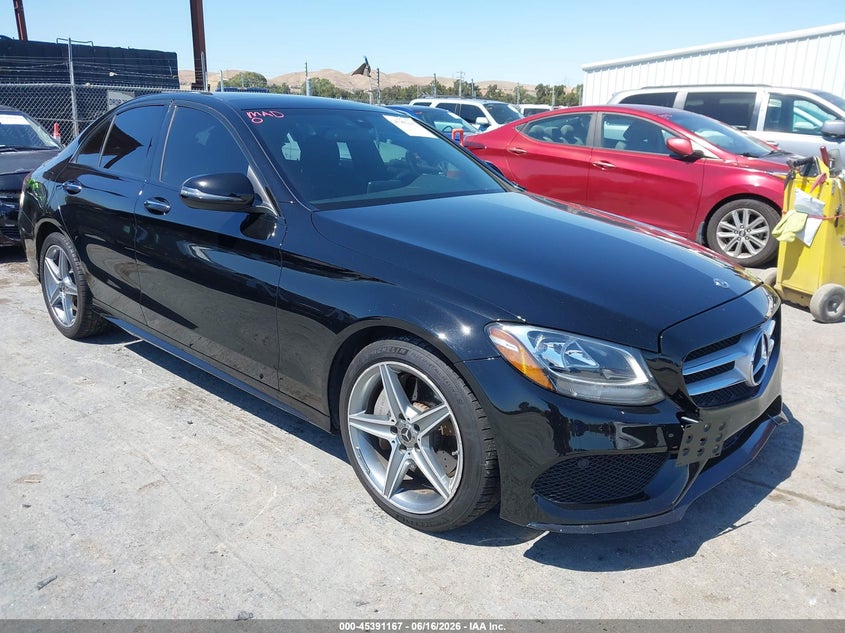 2018 Mercedes-benz C-klasse VIN WDDWF4JB4JR423988 IAAI salvage auction — LEFT FRONT, Salvage (California), sold $7,300 on 2026-08-06 (photo 1)