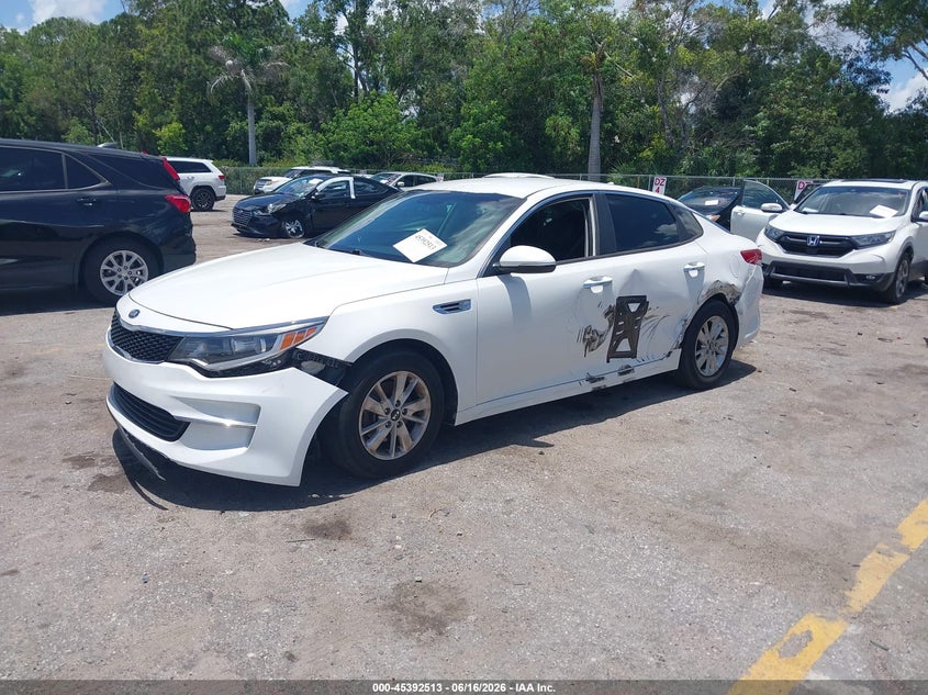 2016 Kia Optima VIN KNAGT4L35G5101502 IAAI salvage auction — LEFT SIDE, Rebuildable (Florida), sold $1,350 on 2026-07-27 (photo 2)