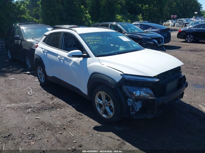 2023 Hyundai Kona VIN KM8K6CAB0PU978697 IAAI salvage auction — FRONT END, Mv-907A (New York), sold $775 on 2026-07-28 (photo 1)