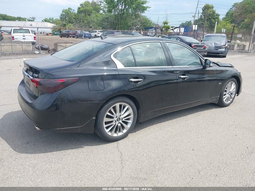 2019 Infiniti Q50 VIN JN1EV7AR8KM558187 IAAI salvage auction — LEFT FRONT, Clear (New Jersey), sold $6,000 on 2026-07-27 (photo 4)
