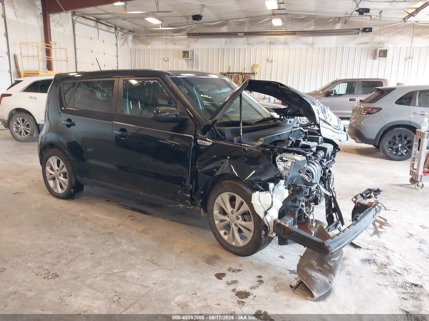 2015 Kia Soul VIN KNDJP3A59F7185466 IAAI salvage auction — FRONT END, Clear (Michigan), sold $450 on 2026-07-28 (photo 1)