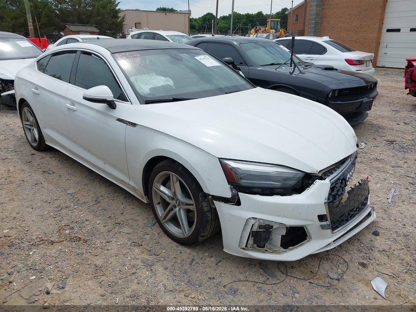 2021 Audi A5 VIN WAUDACF53MA014815 IAAI salvage auction — FRONT END, Salvage (North Carolina), sold $3,650 on 2026-07-31 (photo 1)