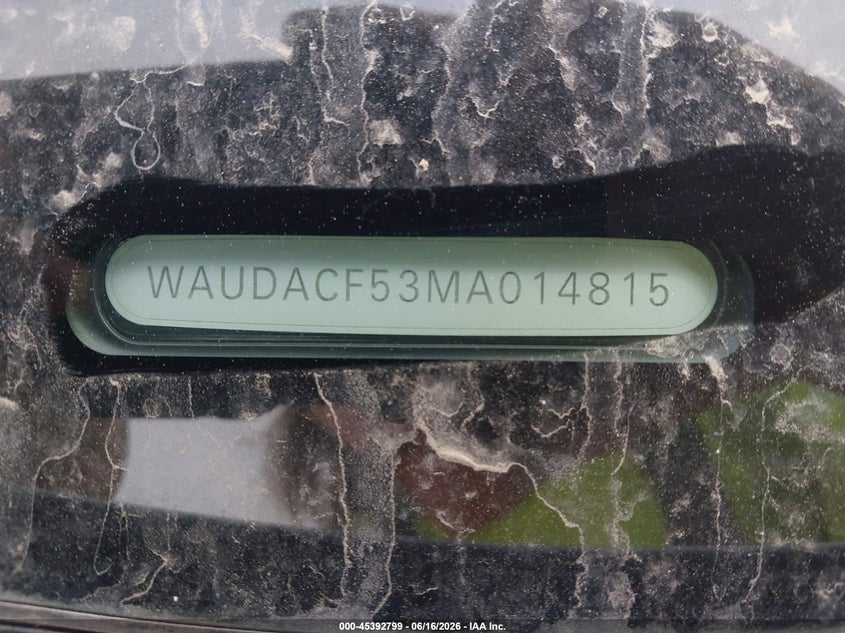 2021 Audi A5 VIN WAUDACF53MA014815 IAAI salvage auction — FRONT END, Salvage (North Carolina), sold $3,650 on 2026-07-31 (photo 9)