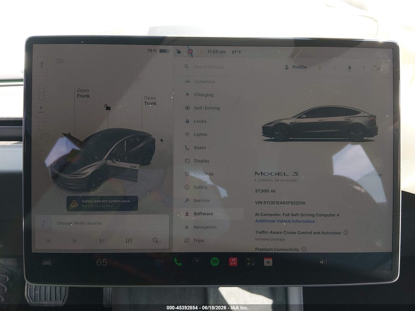 2025 Tesla Model 3 VIN 5YJ3E1EA6SF922010 IAAI salvage auction — RIGHT SIDE, Salvage Title, sold $9,000 on 2026-07-28 (photo 7)
