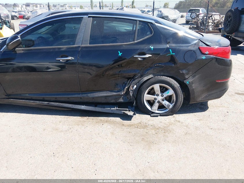 2014 Kia Optima VIN 5XXGM4A76EG308110 IAAI salvage auction — LEFT SIDE, Salvage (California), sold $800 on 2026-07-13 (photo 6)