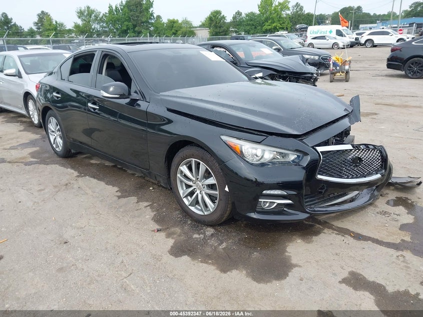 2017 Infiniti Q50 VIN JN1CV7AR5HM682238 IAAI salvage auction — LEFT FRONT, Salvage (Virginia), sold $1,475 on 2026-08-01 (photo 1)