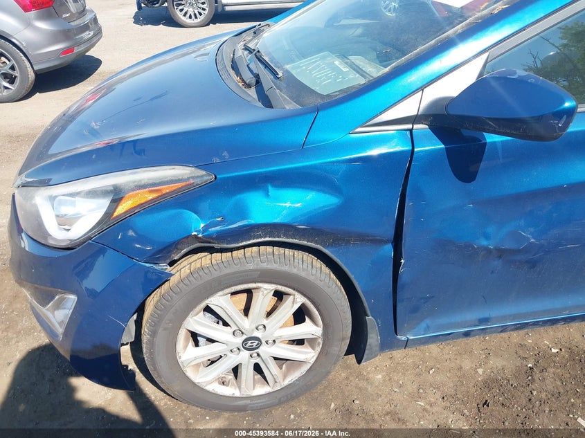 2015 Hyundai Elantra VIN KMHDH4AE9FU320930 IAAI salvage auction — FRONT END, Salvage - 75% Or Less (Maryland), sold $875 on 2026-08-01 (photo 6)