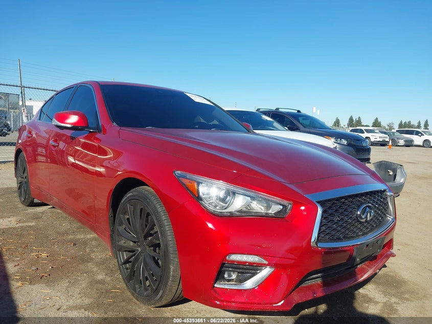 2021 Infiniti Q50 VIN JN1EV7BP5MM700947 IAAI salvage auction — REAR END, Salvage Title, sold $4,250 on 2026-08-21 (photo 1)