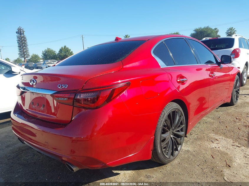 2021 Infiniti Q50 VIN JN1EV7BP5MM700947 IAAI salvage auction — REAR END, Salvage Title, sold $4,250 on 2026-08-21 (photo 4)