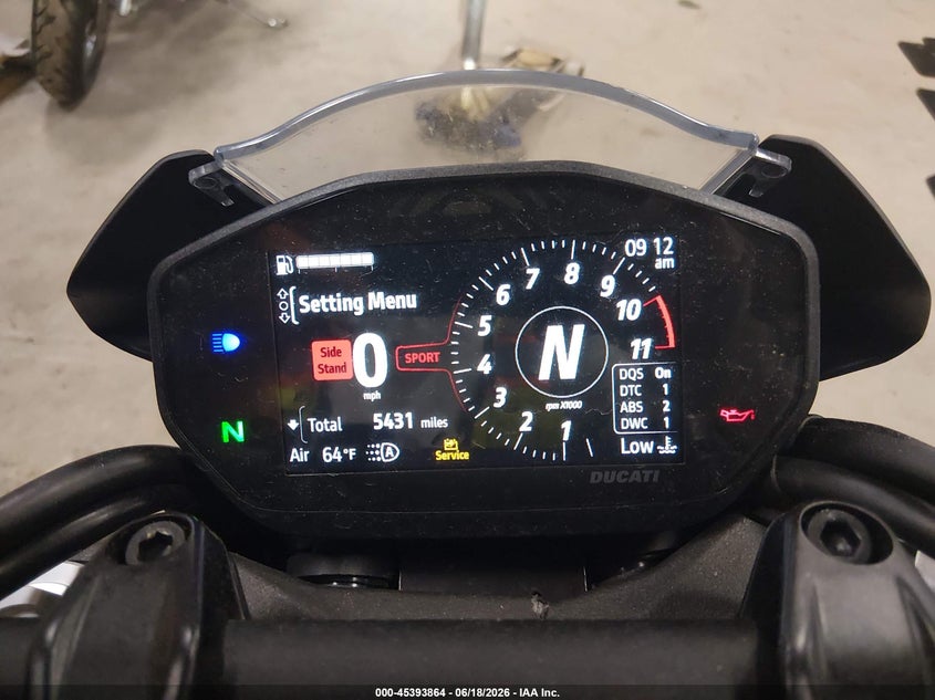 2023 Ducati Monster VIN ZDMMAMDT5PB008205 IAAI salvage auction — FRONT END, Salvage (Maine), sold $3,700 on 2026-08-12 (photo 7)