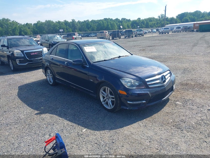 2012 Mercedes-benz C-klasse VIN WDDGF4HB6CR233333 IAAI salvage auction — LEFT FRONT, Salvage - Greater Than 75% (Maryland), sold $1,550 on 2026-08-11 (photo 1)