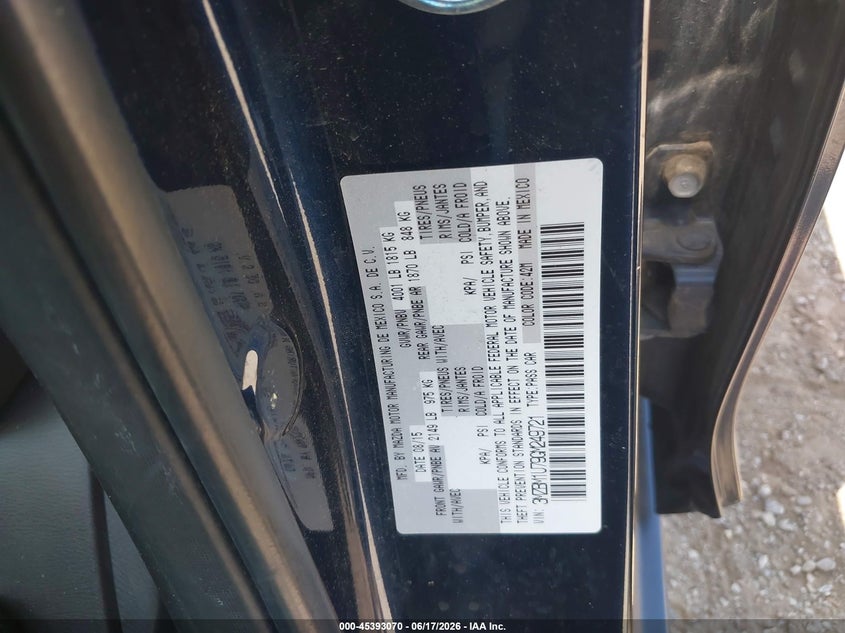 2016 Mazda 3 VIN 3MZBM1U79GM249721 IAAI salvage auction — FRONT END, Salvage (Texas), sold $1,550 on 2026-07-09 (photo 9)