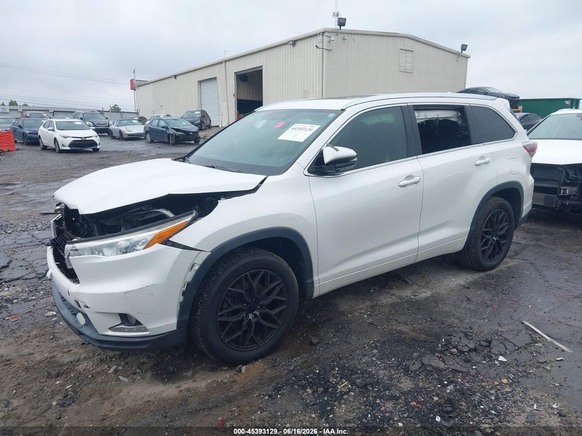 2015 Toyota Highlander VIN 5TDYKRFH6FS054424 IAAI salvage auction — FRONT END, Salvage (Georgia), sold $7,425 on 2026-07-29 (photo 2)