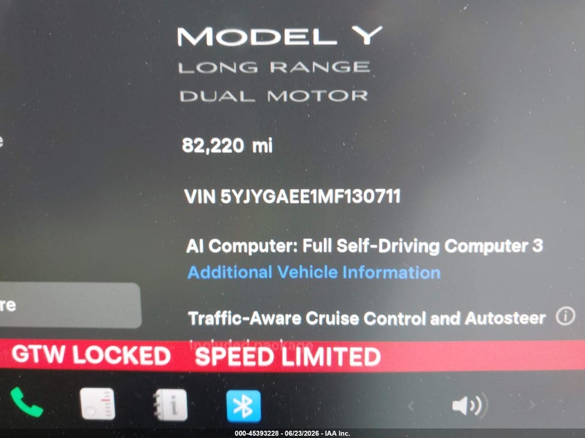 2021 Tesla Model y VIN 5YJYGAEE1MF130711 IAAI salvage auction — REAR END, Salvage Title, sold $8,100 on 2026-07-30 (photo 7)