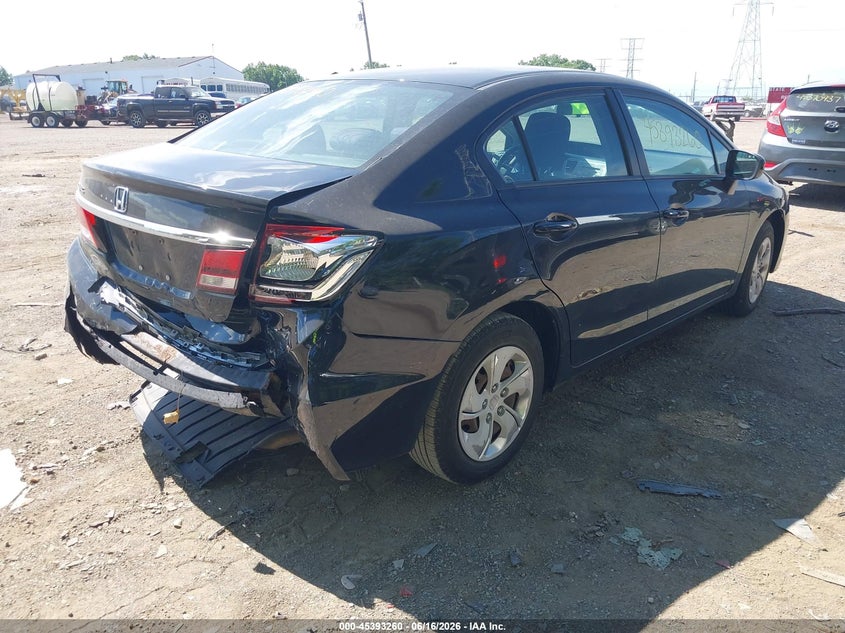 2014 Honda Civic VIN 19XFB2F52EE053834 IAAI salvage auction — REAR END, Clear (Indiana), sold $1,100 on 2026-07-23 (photo 4)