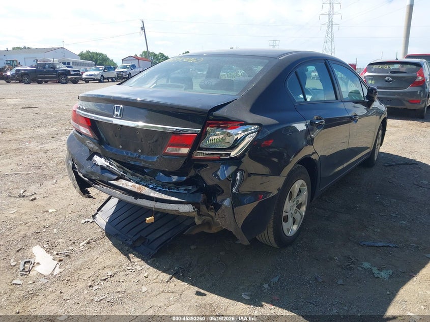 2014 Honda Civic VIN 19XFB2F52EE053834 IAAI salvage auction — REAR END, Clear (Indiana), sold $1,100 on 2026-07-23 (photo 6)