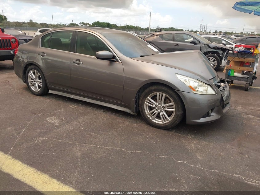 2013 Infiniti G VIN JN1CV6APXDM717892 IAAI salvage auction — FRONT END, Rebuildable (Florida), sold $400 on 2026-07-23 (photo 1)