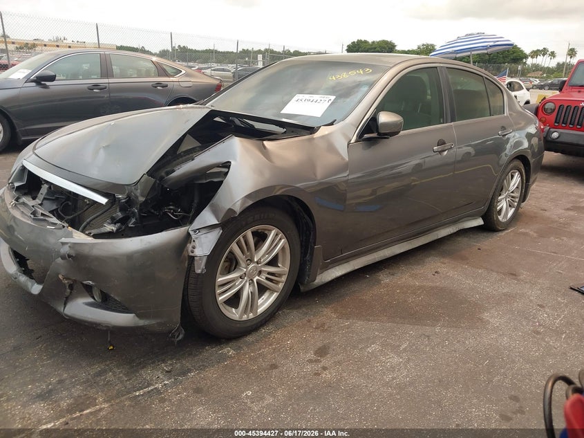 2013 Infiniti G VIN JN1CV6APXDM717892 IAAI salvage auction — FRONT END, Rebuildable (Florida), sold $400 on 2026-07-23 (photo 2)