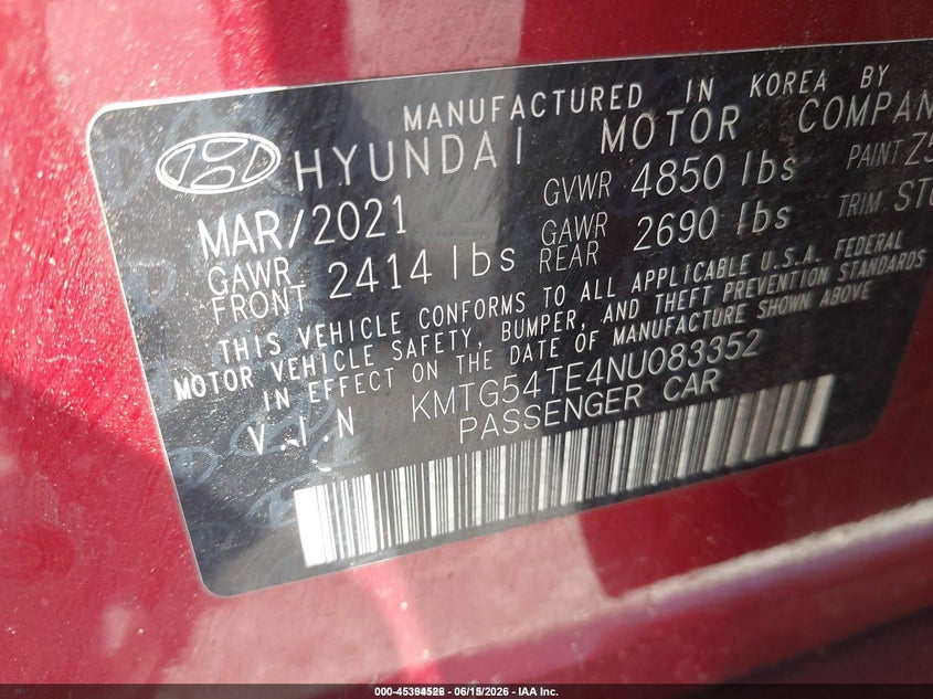 2022 Genesis G70 VIN KMTG54TE4NU083352 IAAI salvage auction — ALL OVER, Repossession Paperwork (Georgia), sold $300 on 2026-07-15 (photo 9)