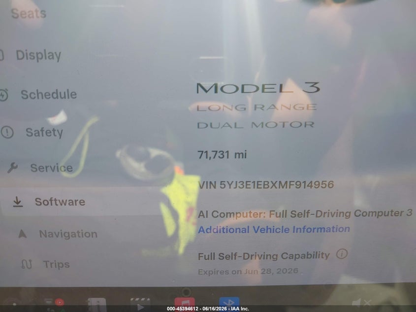 2021 Tesla Model 3 VIN 5YJ3E1EBXMF914956 IAAI salvage auction — FRONT END, Salvage Title, sold $5,500 on 2026-09-05 (photo 7)