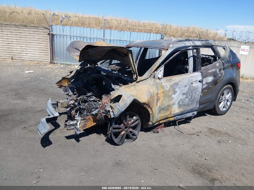 2013 Hyundai Santa fe VIN 5XYZU3LA4DG081084 IAAI salvage auction — TOTAL BURN, Salvage Title, sold $100 on 2026-07-22 (photo 2)