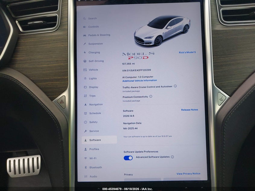 2015 Tesla Model s VIN 5YJSA1E42FF120299 IAAI salvage auction — LEFT FRONT, Salvage Title, sold $3,750 on 2026-07-12 (photo 7)